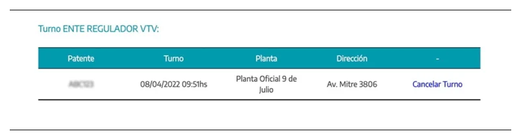Paso 3 para consultar o cambiar el turno de la VTV en Llavallol